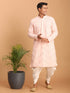 Vastramay Men's Pink Mirror Kurta dhoti Set